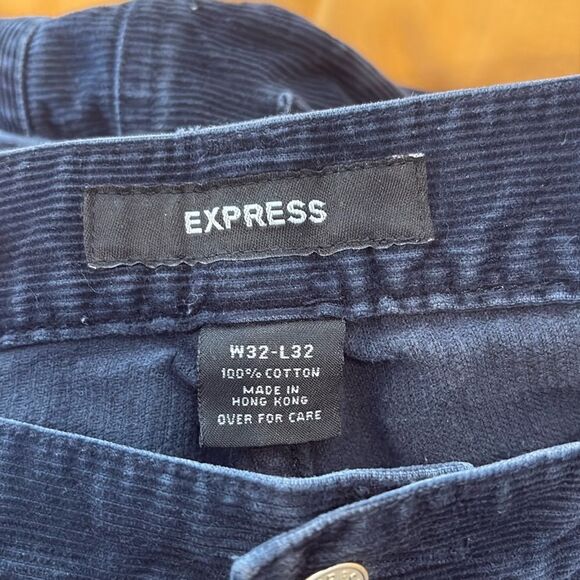 EXPRESS Mens Y2K Blue Corduroy Jeans Pants 32 - Picture 8 of 8
